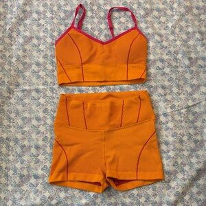 Aerie Active Two-Piece Set Orange and Pink